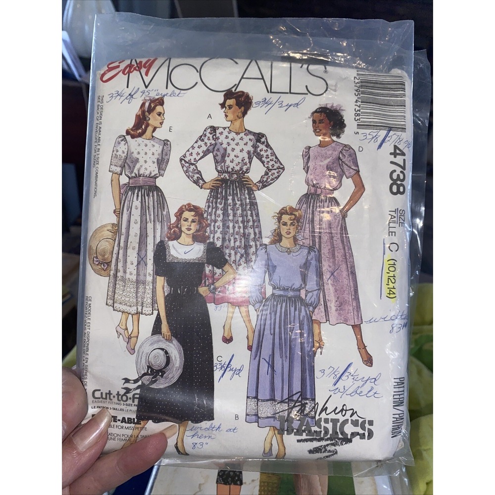 4738 Vintage McCalls SEWING Pattern Misses 1990s Dress Jewel Neckline 10-14